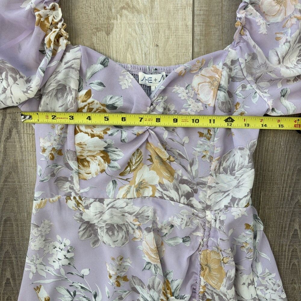 Floral Womens Mini Dress Pastel Lilac Size L Cottagecore Romantic Coquette Fairy - Picture 12 of 15
